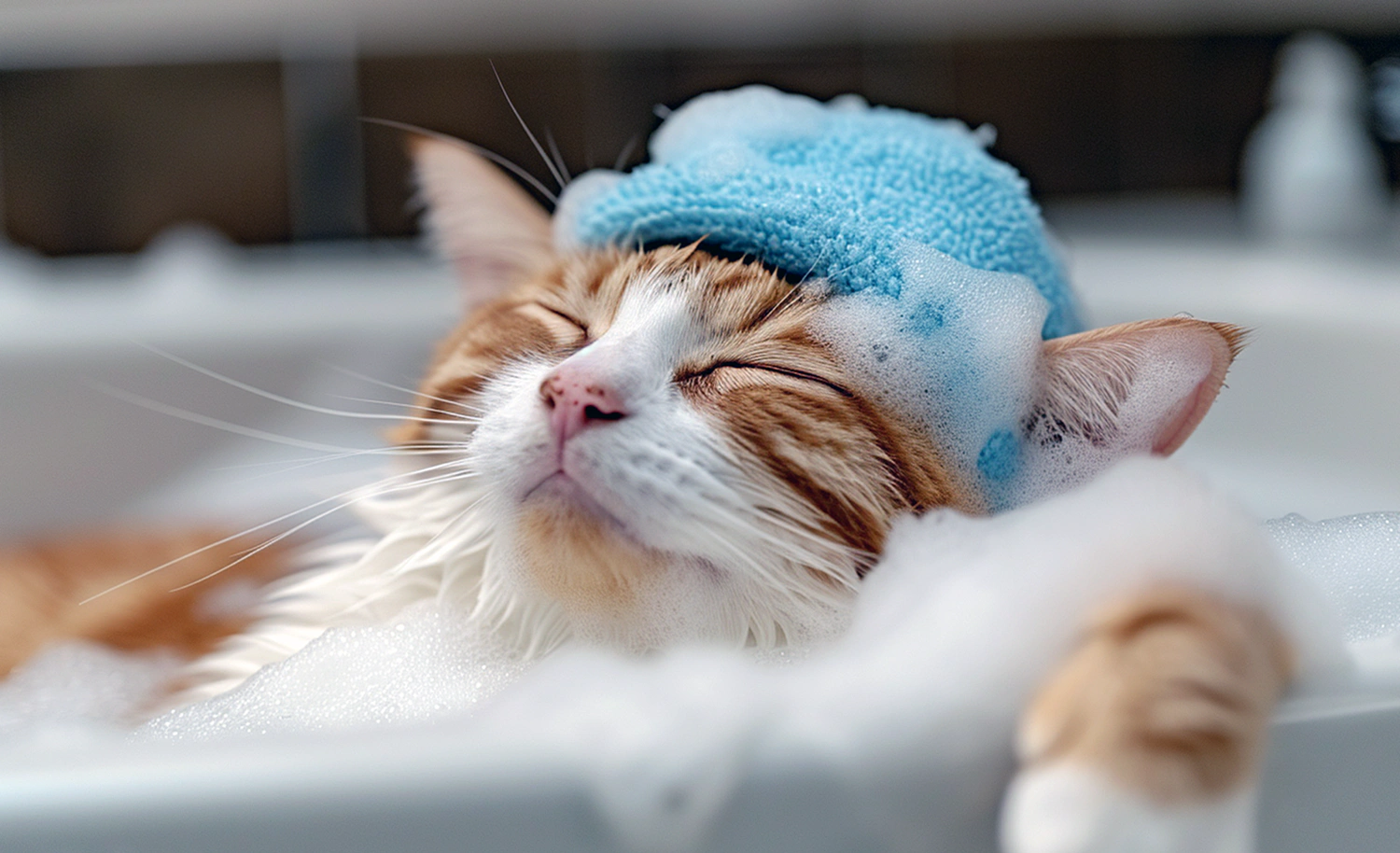 KI-generiertes Bild einer Katze in der Badewanne KI-generiertes Bild einer Katze in der Badewanne